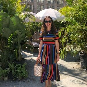 Striped Multicolor Short Sleeve Dress